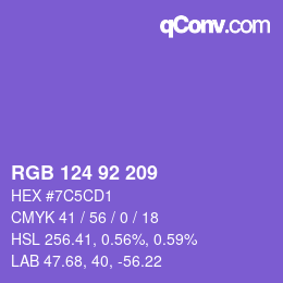 颜色代码: RGB 124 92 209 | qconv.com