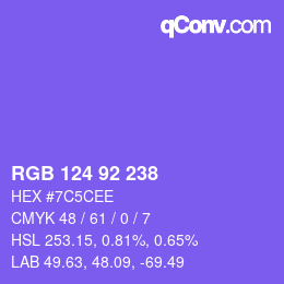 カラーコード: RGB 124 92 238 | qconv.com