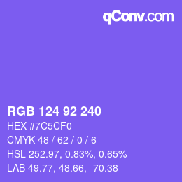 颜色代码: RGB 124 92 240 | qconv.com