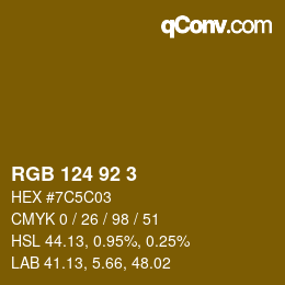 颜色代码: RGB 124 92 3 | qconv.com