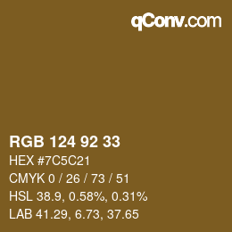 カラーコード: RGB 124 92 33 | qconv.com