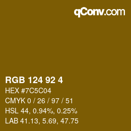 颜色代码: RGB 124 92 4 | qconv.com