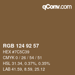 カラーコード: RGB 124 92 57 | qconv.com