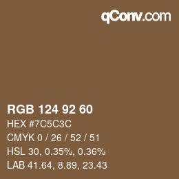 颜色代码: RGB 124 92 60 | qconv.com