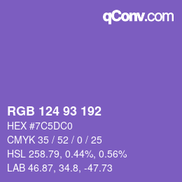 颜色代码: RGB 124 93 192 | qconv.com