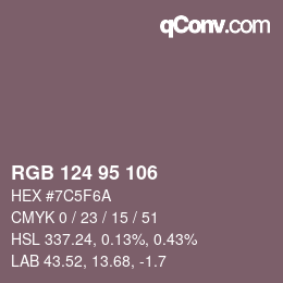 Farbcode: RGB 124 95 106 | qconv.com