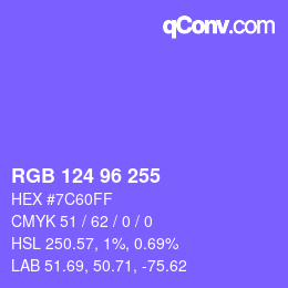 颜色代码: RGB 124 96 255 | qconv.com