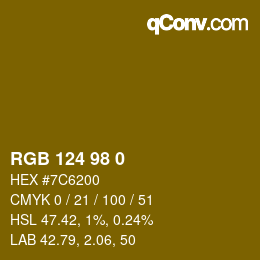 カラーコード: RGB 124 98 0 | qconv.com