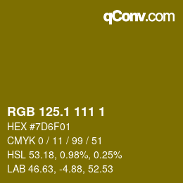 カラーコード: RGB 125.1 111 1 | qconv.com
