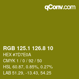カラーコード: RGB 125.1 126.8 10 | qconv.com