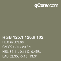 Color code: RGB 125.1 126.8 102 | qconv.com