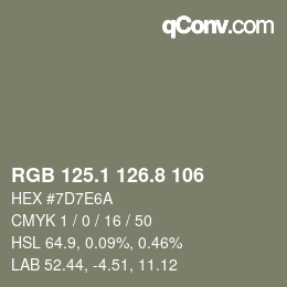 Color code: RGB 125.1 126.8 106 | qconv.com