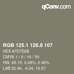 Color code: RGB 125.1 126.8 107 | qconv.com