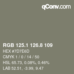 カラーコード: RGB 125.1 126.8 109 | qconv.com