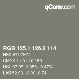 Color code: RGB 125.1 126.8 114 | qconv.com