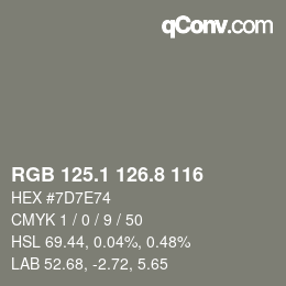 Color code: RGB 125.1 126.8 116 | qconv.com