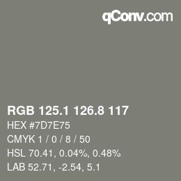 Color code: RGB 125.1 126.8 117 | qconv.com