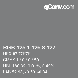 カラーコード: RGB 125.1 126.8 127 | qconv.com