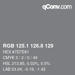 Color code: RGB 125.1 126.8 129 | qconv.com