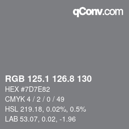 Color code: RGB 125.1 126.8 130 | qconv.com