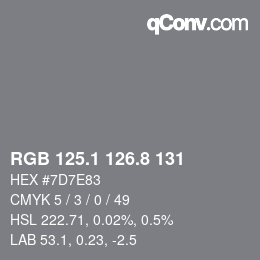 Color code: RGB 125.1 126.8 131 | qconv.com
