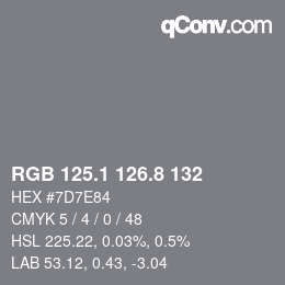 Color code: RGB 125.1 126.8 132 | qconv.com