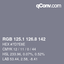 Color code: RGB 125.1 126.8 142 | qconv.com