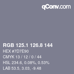 Color code: RGB 125.1 126.8 144 | qconv.com