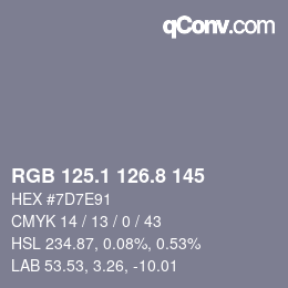 カラーコード: RGB 125.1 126.8 145 | qconv.com