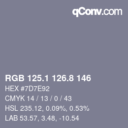 Color code: RGB 125.1 126.8 146 | qconv.com