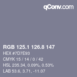 カラーコード: RGB 125.1 126.8 147 | qconv.com