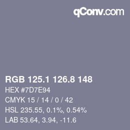 Color code: RGB 125.1 126.8 148 | qconv.com