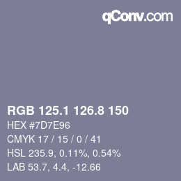 Color code: RGB 125.1 126.8 150 | qconv.com