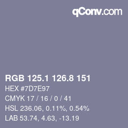 Color code: RGB 125.1 126.8 151 | qconv.com