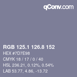 カラーコード: RGB 125.1 126.8 152 | qconv.com
