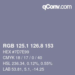 カラーコード: RGB 125.1 126.8 153 | qconv.com
