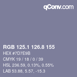 カラーコード: RGB 125.1 126.8 155 | qconv.com