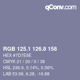 Code couleur: RGB 125.1 126.8 158 | qconv.com