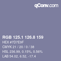 カラーコード: RGB 125.1 126.8 159 | qconv.com