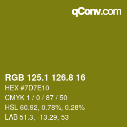 カラーコード: RGB 125.1 126.8 16 | qconv.com