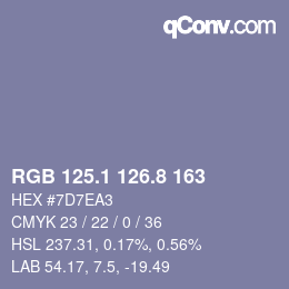 Color code: RGB 125.1 126.8 163 | qconv.com