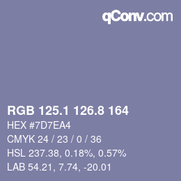 Color code: RGB 125.1 126.8 164 | qconv.com