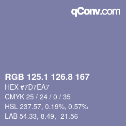 Color code: RGB 125.1 126.8 167 | qconv.com