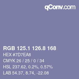 Color code: RGB 125.1 126.8 168 | qconv.com