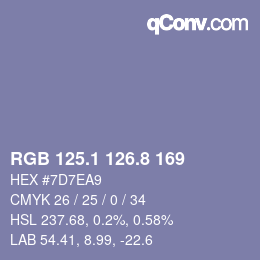 カラーコード: RGB 125.1 126.8 169 | qconv.com