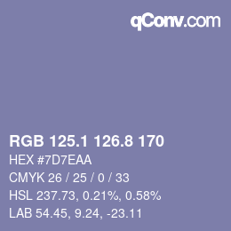 Color code: RGB 125.1 126.8 170 | qconv.com