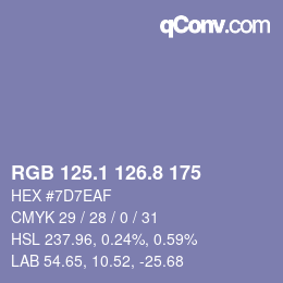 カラーコード: RGB 125.1 126.8 175 | qconv.com