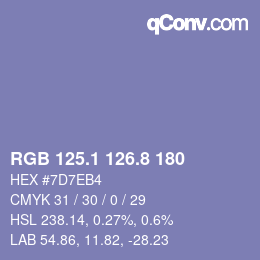 Color code: RGB 125.1 126.8 180 | qconv.com