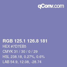 カラーコード: RGB 125.1 126.8 181 | qconv.com