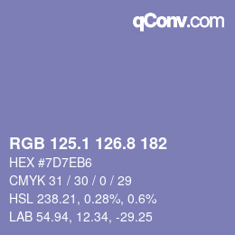 カラーコード: RGB 125.1 126.8 182 | qconv.com